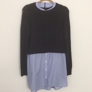 French Connection Combined Sweater Button-Down Top